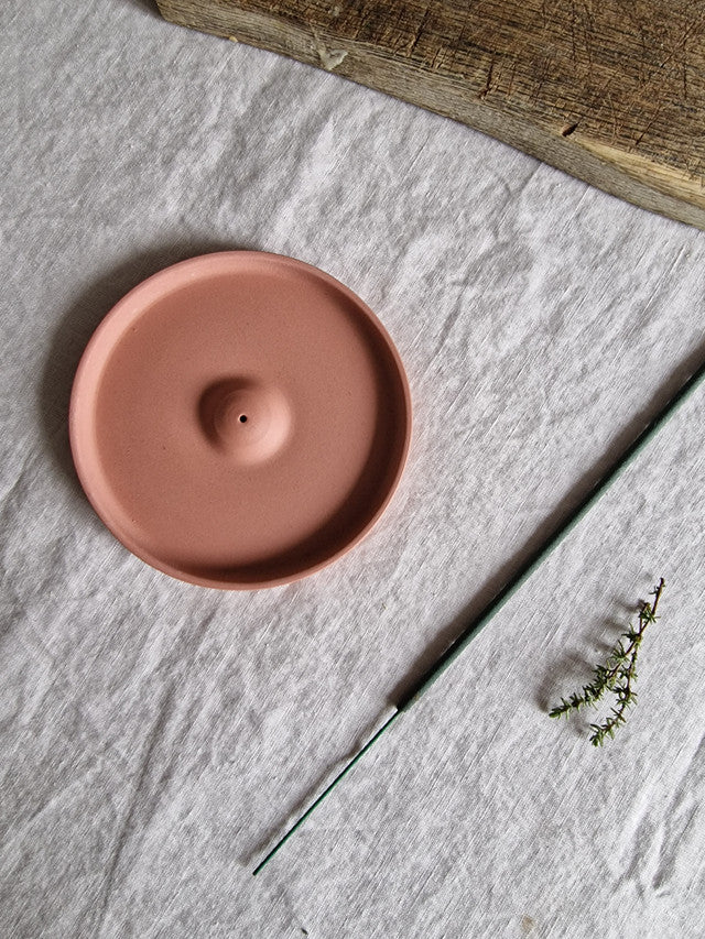 Ceramic Round Incense Plate Terracotta