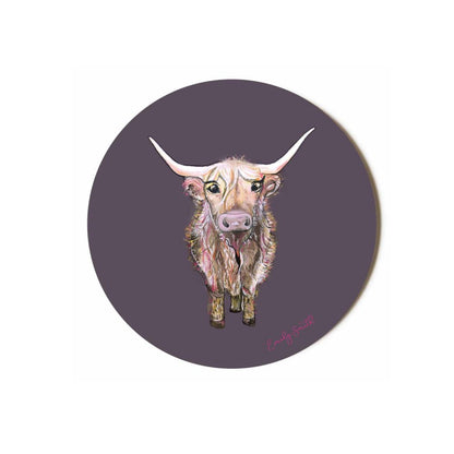 Heidi Highland Cow Round Coaster