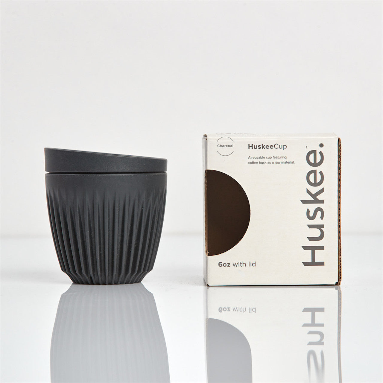 6oz Huskee Cup & Lid Charcoal
