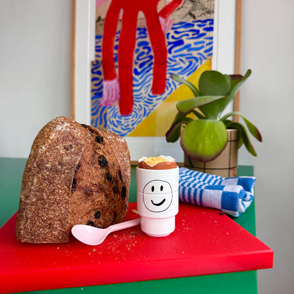 Porcelain Set of 2 Stackable Egg Cups - Smiley