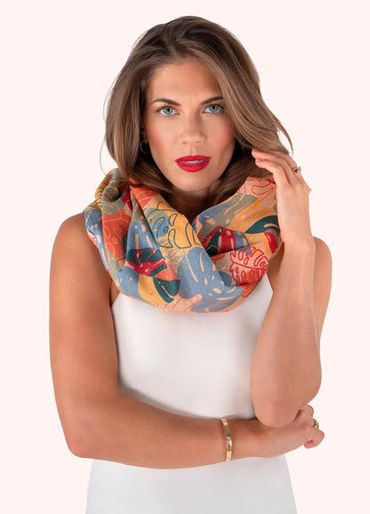 Exotic Leaves Cotton Infinity Scarf