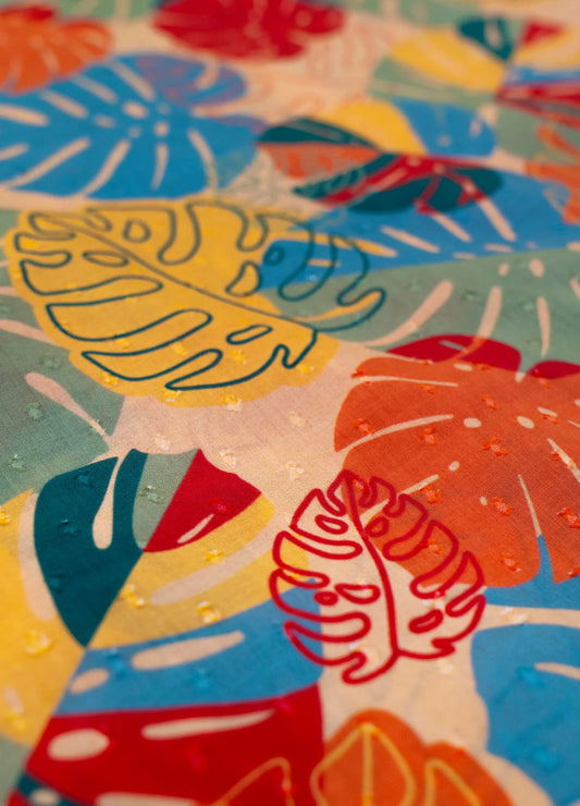 Exotic Leaves Cotton Infinity Scarf