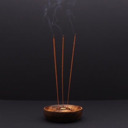 Wooden Incense Stick & Cone Holder Om
