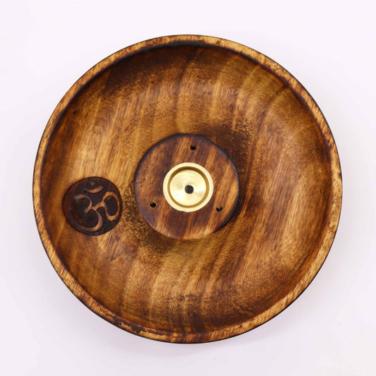 Wooden Incense Stick & Cone Holder Om