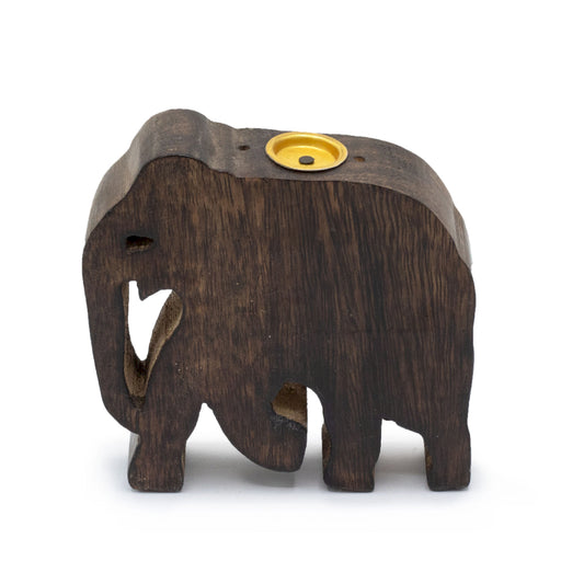Wooden Elephant Incense Stick & Cone Holder