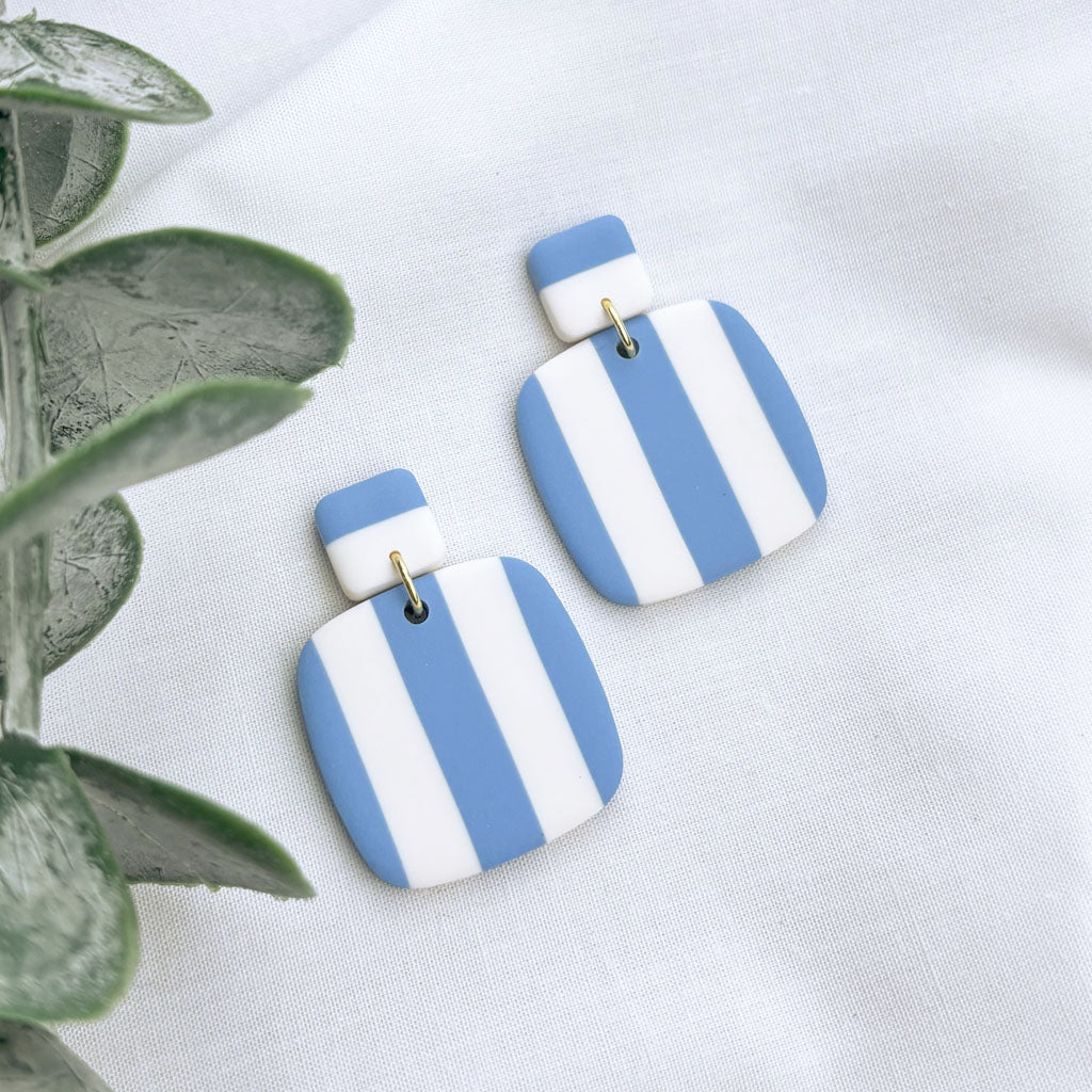Statement Stripe Earrings (Aegean Blue)