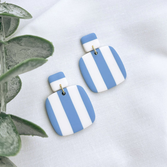Statement Stripe Earrings (Aegean Blue)