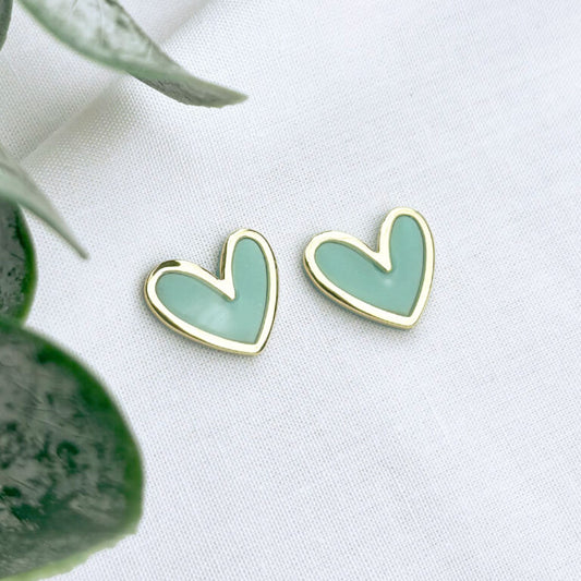 True Love Stud Earrings (Soft Teal)
