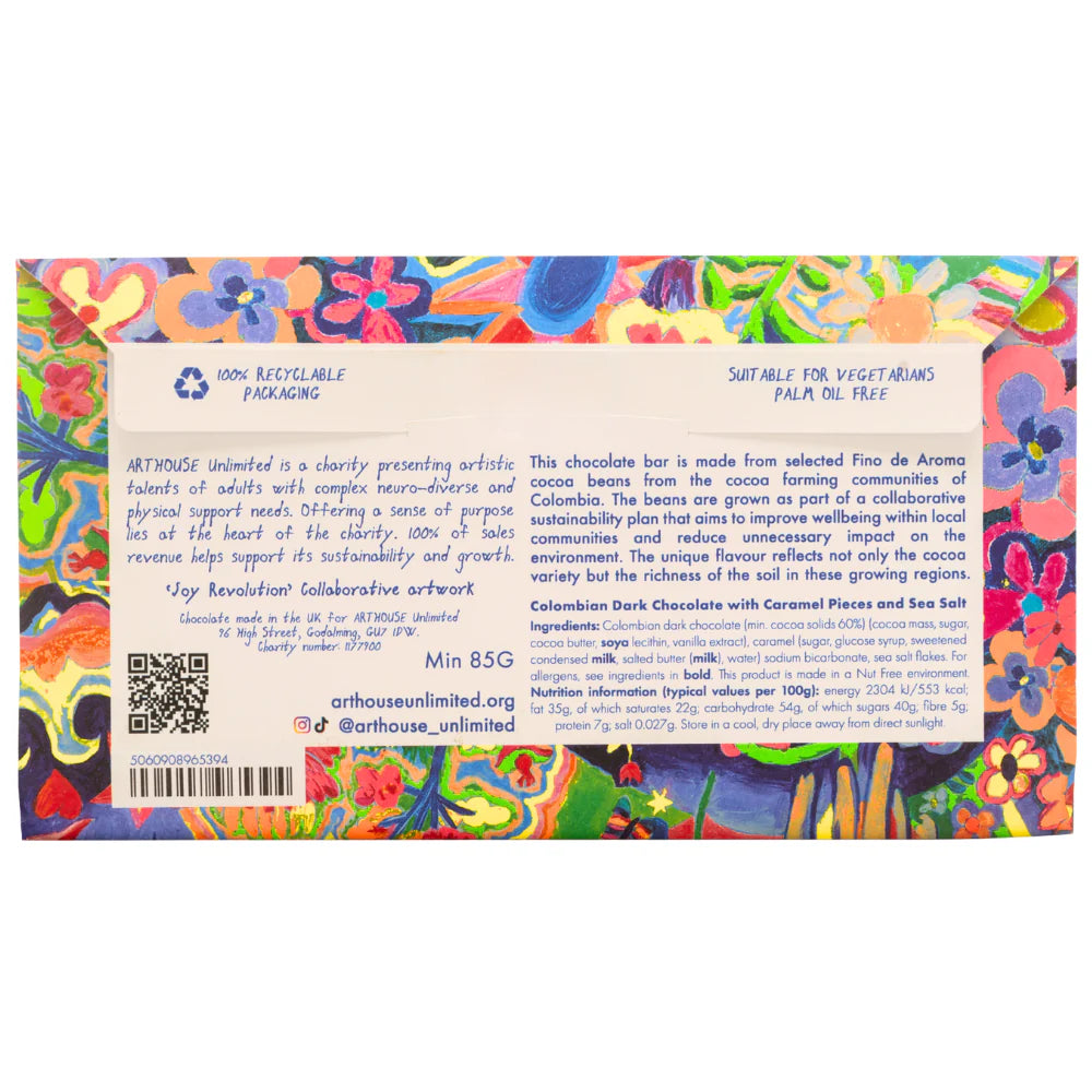 Arthouse Joy Revolution - Dark Chocolate Bar with Caramel Pieces & Sea Salt
