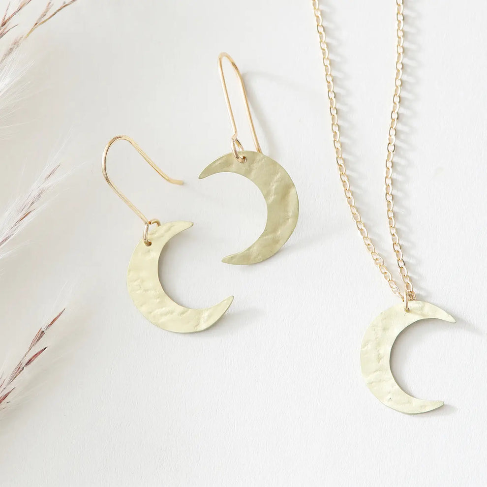 Luna Moon Brass Earrings