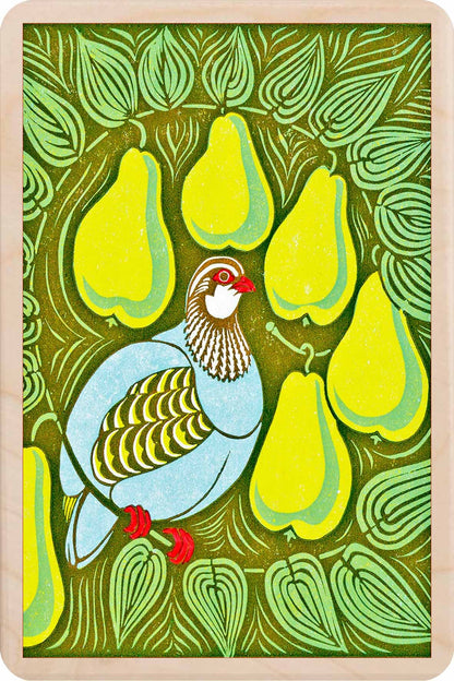 Wooden Postcard Partridge In a Pear Tree