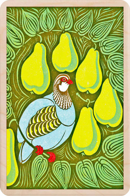 Wooden Postcard Partridge In a Pear Tree