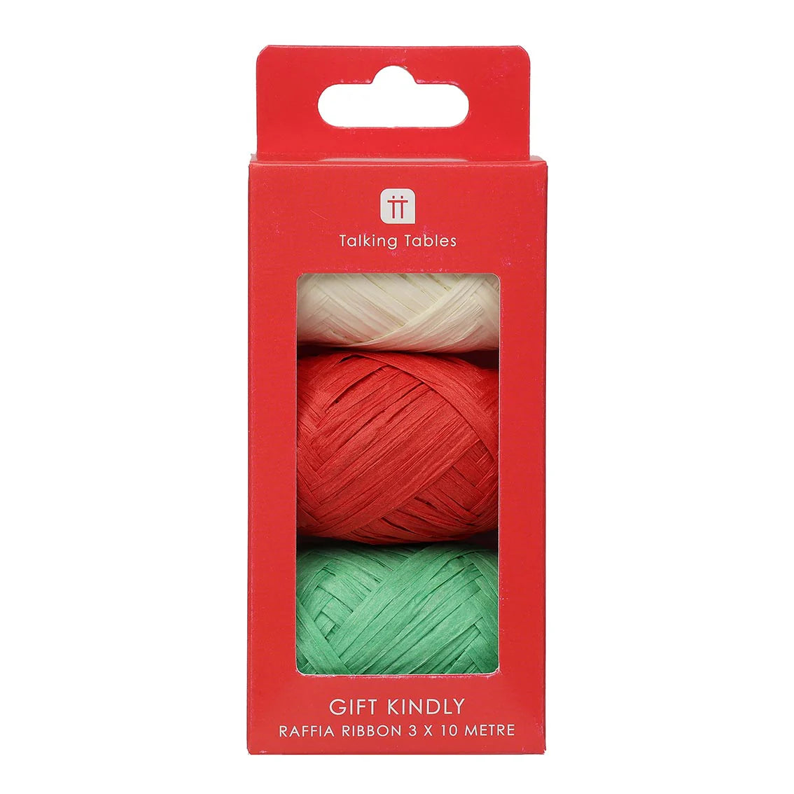 Raffia Ribbon 3pk (Red/Green/White)