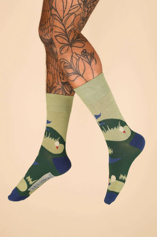 Powder Mens Socks Hole In One (Moss Green)
