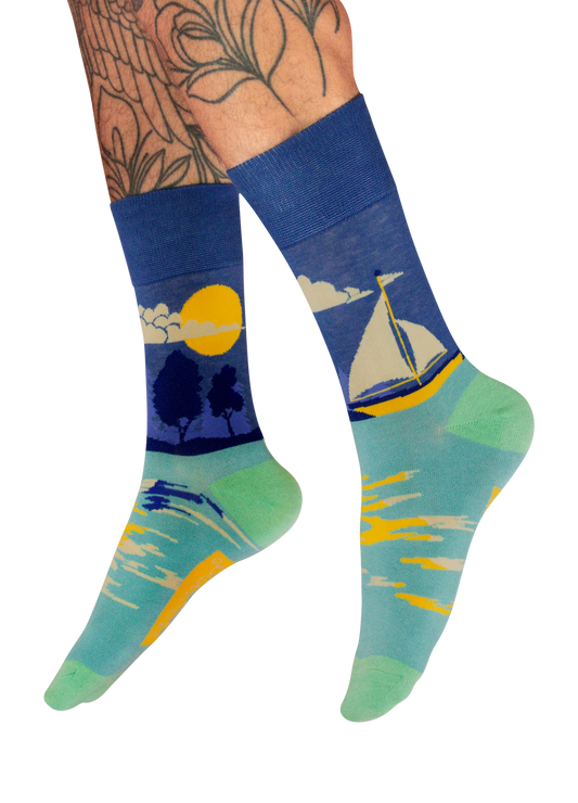 Mens Ankle Socks Sailing Design