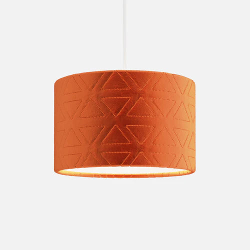 COLLECTION ONLY! Harrogate Burnt Orange Triangles Velvet Lampshade