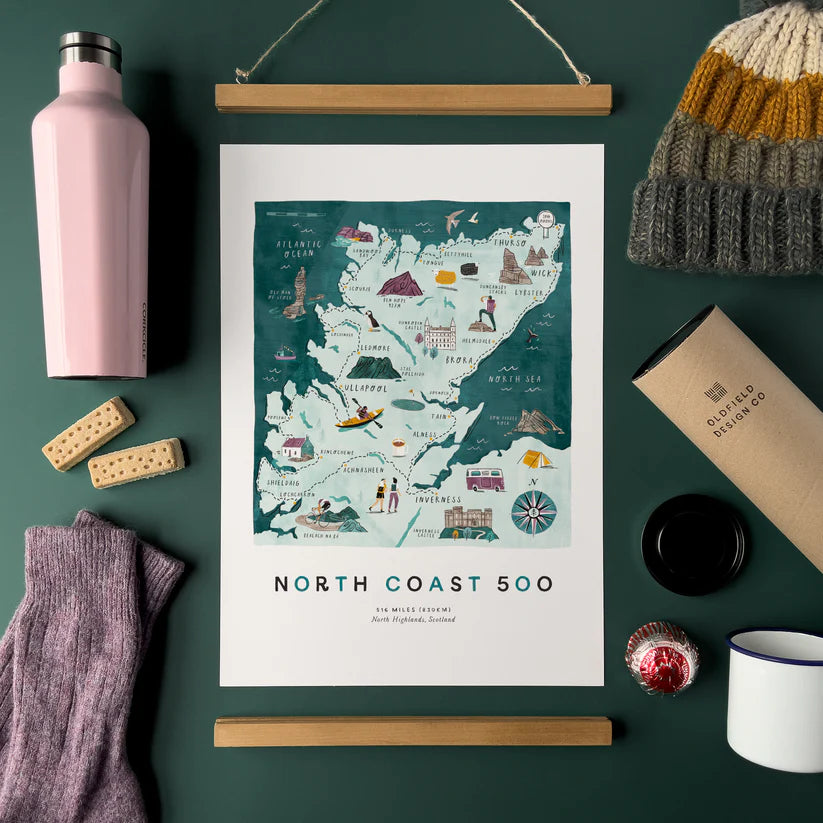 North Coast 500 - A3 Print & Oak Hanger
