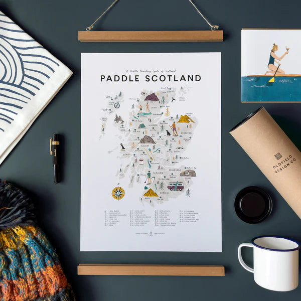 Paddle Scotland - A3 Print & Oak Hanger