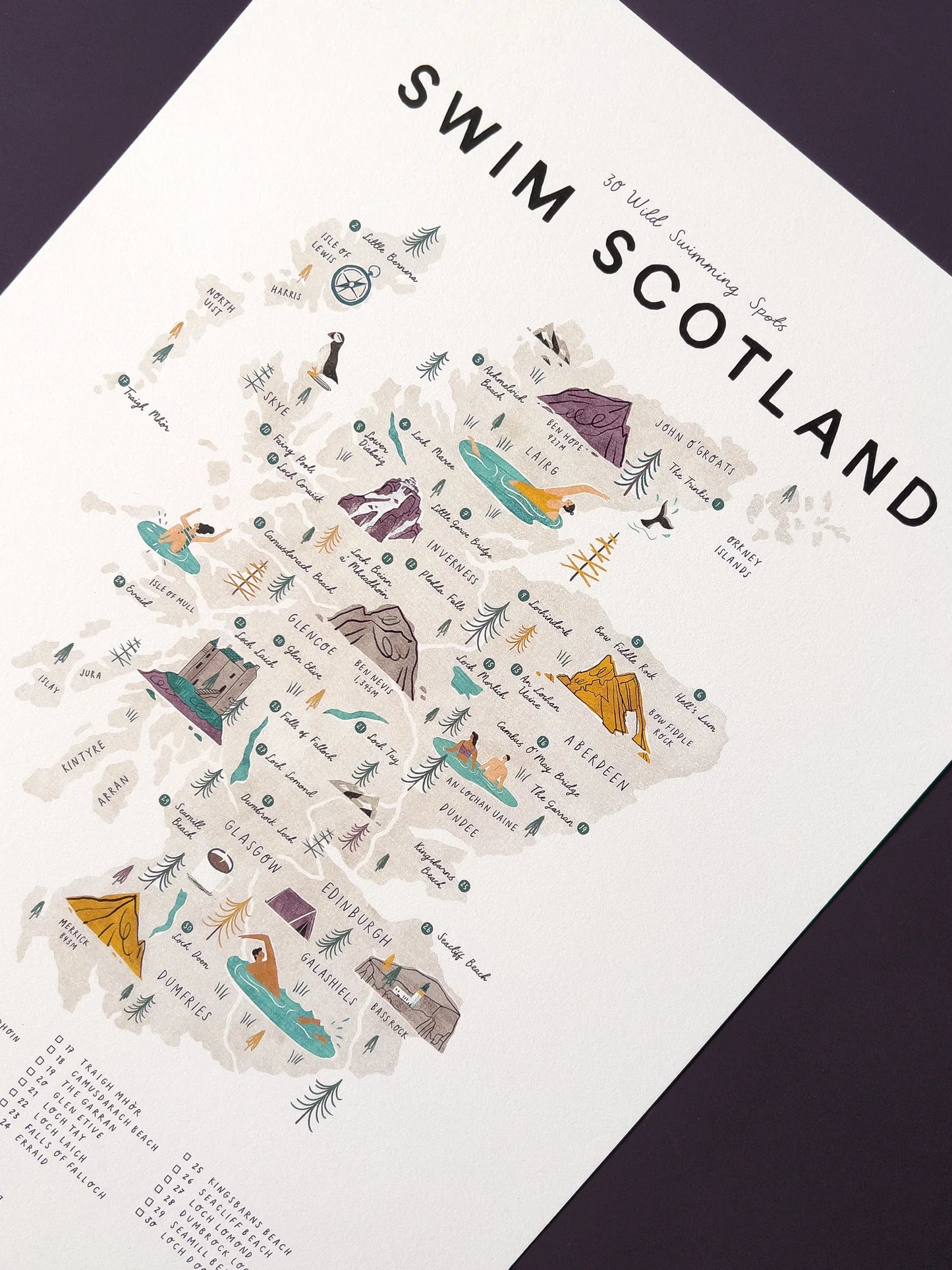 Swim Scotland A3 Print & Oak Hanger