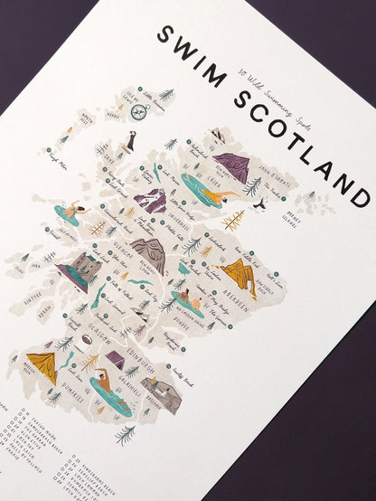 Swim Scotland A3 Print & Oak Hanger