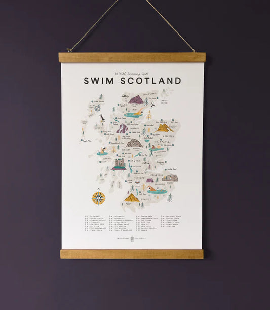 Swim Scotland A3 Print & Oak Hanger