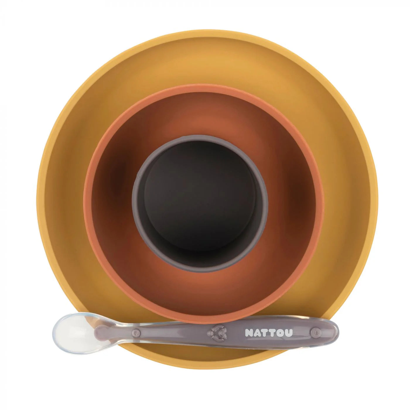 Nattou - Silicone Tableware 4pc Set Ochre