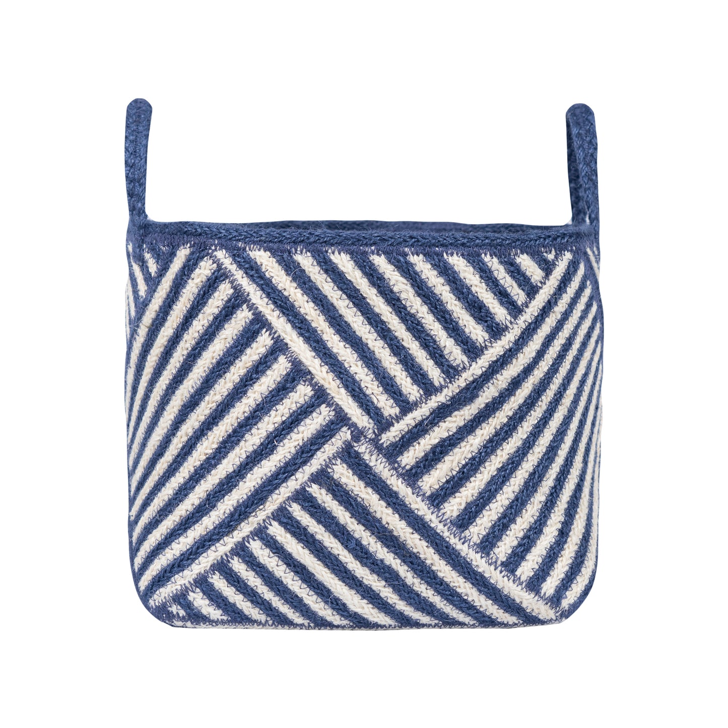 Braided Rug Company Jute Basket Zebra Medium Navy