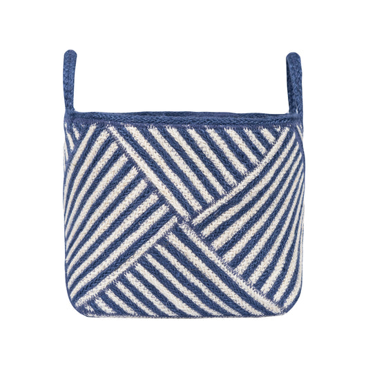 Braided Rug Company Jute Basket Zebra Medium Navy