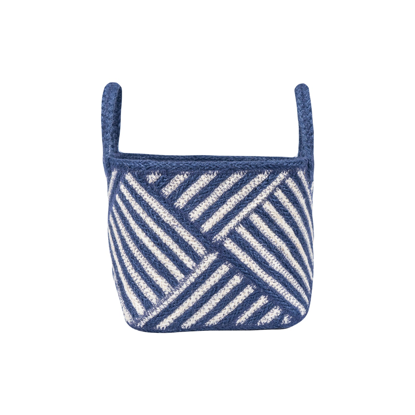 The Braided Rug Company Jute Basket Zebra Small Navy