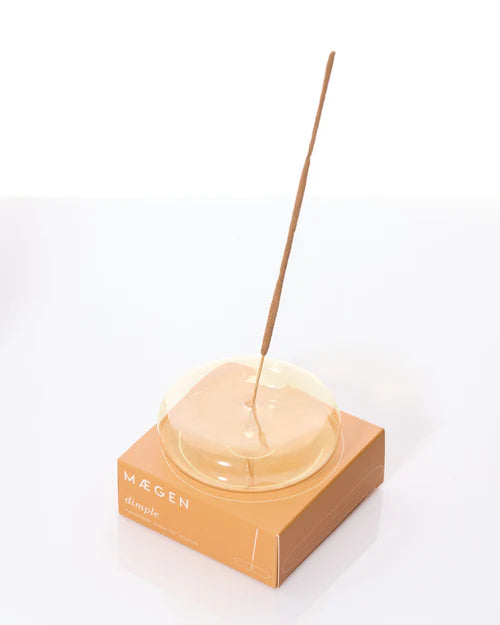 Maegen Dimple Glass Incense Holder (Yellow)
