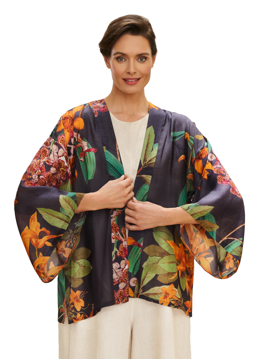 Botany Bliss Kimono Jacket - Charcoal