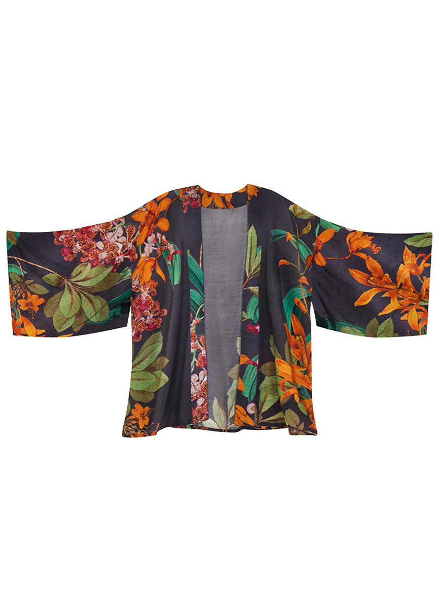 Botany Bliss Kimono Jacket - Charcoal