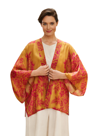 Tapestry Kimono Jacket - Mustard