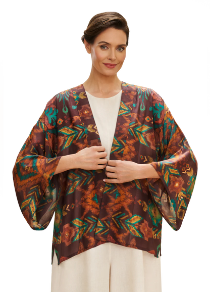 Ikat Kimono Jacket - Chocolate