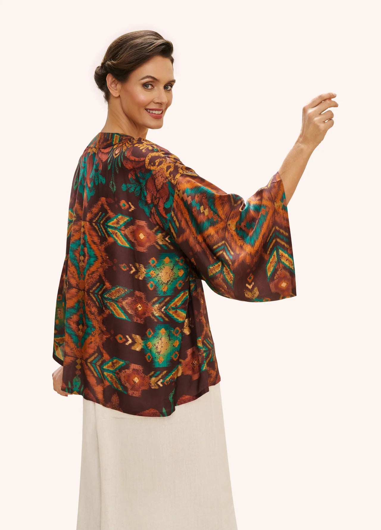 Ikat Kimono Jacket - Chocolate