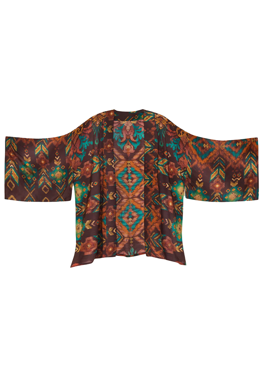 Ikat Kimono Jacket - Chocolate