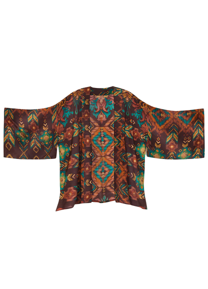 Ikat Kimono Jacket - Chocolate