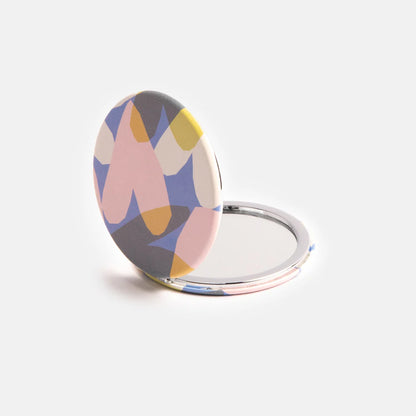 Round Pocket Mirror Confetti Hearts