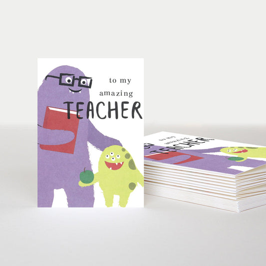 Thank You Teacher Mini Cards 10pk Monsters