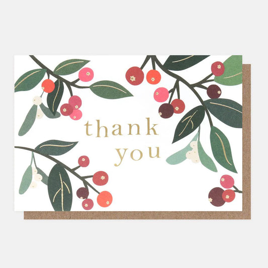 Christmas Card 10pk Thank You Foliage