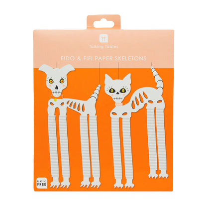 Halloween Skeleton Cat & Dog Paper Decorations 2pk