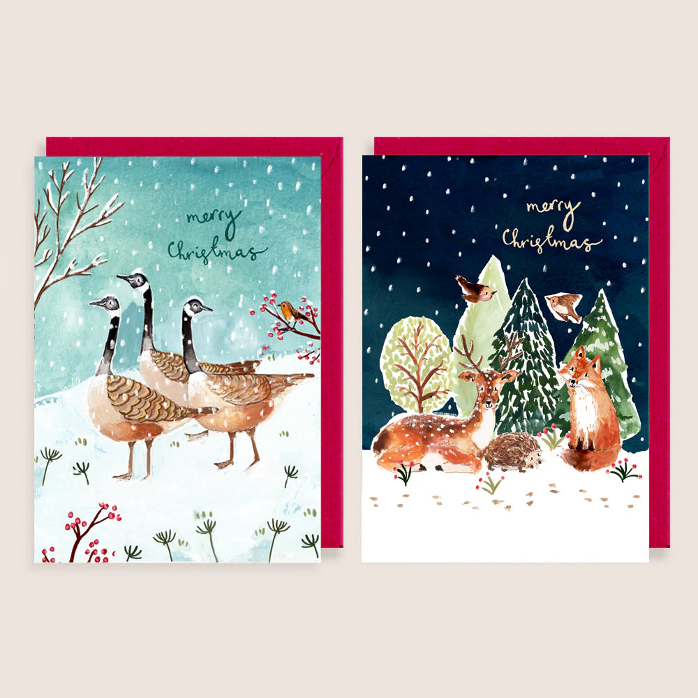 Christmas Card 8pk Geese & Forest Animals