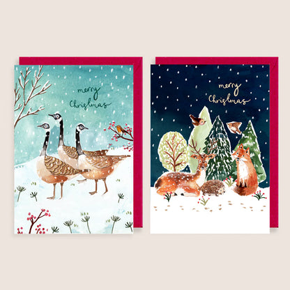 Christmas Card 8pk Geese & Forest Animals