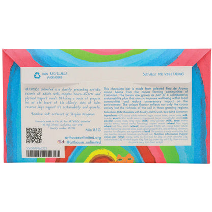 Arthouse Rainbow Cat - Milk Chocolate Bar with Smoky Malt Crunch, Sea Salt & Cinnamon