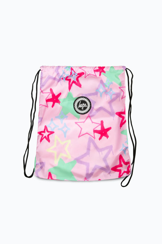 Hype Drawstring Bag Pink Graffiti Star