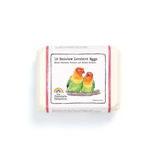 12 Rainbow Lovebird Eggs (Chocolate Praline)