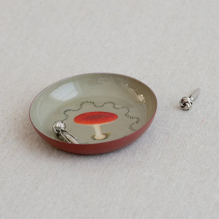 Round Enamel Tray Mushroom