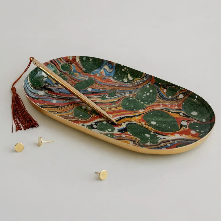 Oval Enamel Tray The Art of Marbling