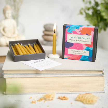 Twenty Minute Beeswax Candles - Happy Birthday (Abstract)