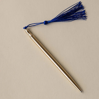 24k Gold Plated Ballpoint Pen Blue Tassel